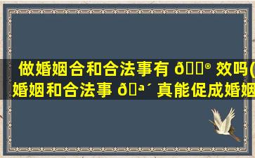 做婚姻合和合法事有 💮 效吗(婚姻和合法事 🪴 真能促成婚姻吗)
